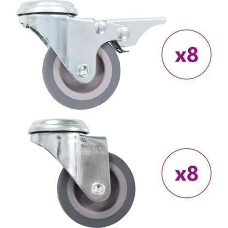 Ruedas giratorias con agujero pasador 16 unidades 50 mm