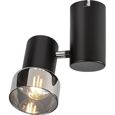 Plafonnier spot noir verre fumé orientable E14 Hatice (1/5)