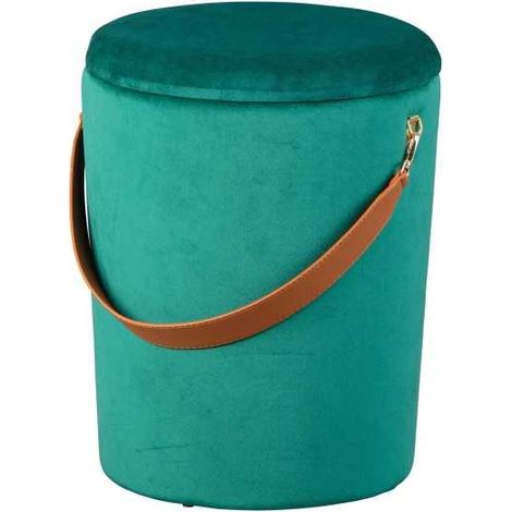 Pouf avec rangement 35x35x45 cm en velours vert - DILIA (1/5)