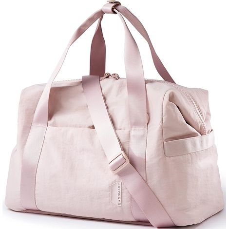 Sac de sport pour femme, sac week-end, sac de voyage avec sac à provisions, sac de voyage personnel, sac à main/sac de sport/sac de danse (rose, taille moyenne) (1/5)