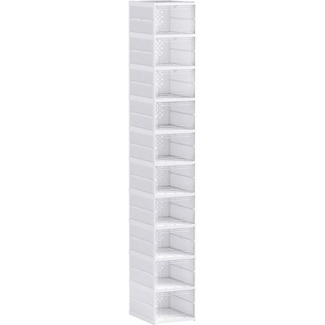 Schuhorganizer, faltbares Design, klare Türen, Weiß (1/2)