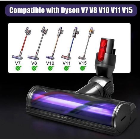 Aspirateur pour Dyson V7 V8 V10 V11 V15, Brosse à Moteur à Couple éLevé, Brosse à Rouleau à EntraîNement Direct, Brosse de Sol,Livré avec deux brosses à rouleau (1/3)