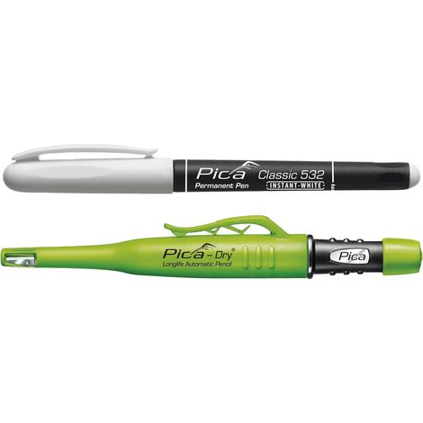 vasalat Pica Permanent Marker weiß + Pica Dry Tieflochmarker Graphit 2 teilig