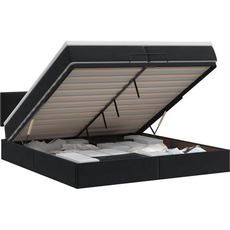 Maison Exclusive - Letto ottomano con materasso Nero 200 x 200 cm Velluto (1/5)