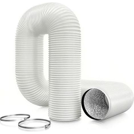 Kaelt - ø150mm (Blanc) Tuyau d'évacuation d'air 6m, tuyau flexible en PVC et aluminium, tuyau d'évacuation pour climatiseur mobile, sèche-linge, hotte (1/5)