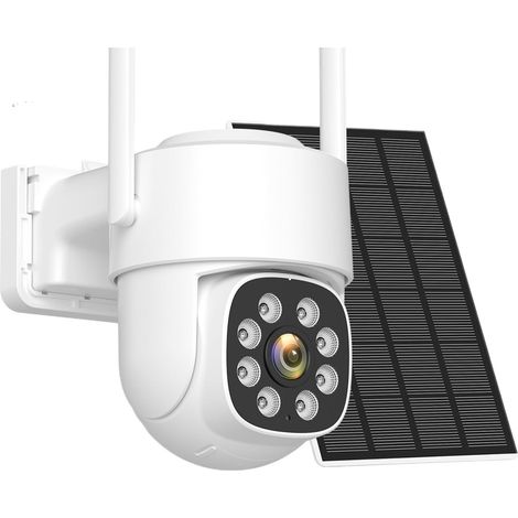 Caméra de Surveillance extérieure PTZ WiFi HD 4MP, sans Fil, alimentée par énergie Solaire, avec Batterie intégrée et Longue durée de Veille(4MP 4G 32GB Card) (1/5)