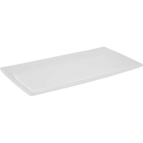 Plat en Porcelaine Blanche L 29 cm x l 15 cm - Collection Doux Souvenirs - Plat de Service rectangulaire