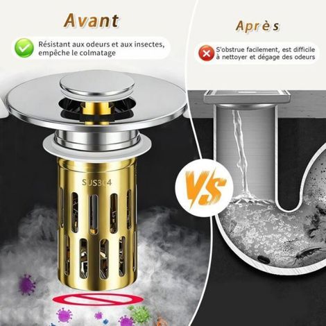 Bouchon De Baignoire - Universel 2 Parties - Diamètre Tube Ondulé 28-32 Mm - Filtre Acier Inoxydable 304 - Pour Baignoire Et Évier - 1 Pièce (1/4)