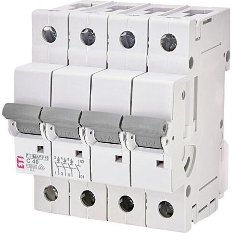 ETI Disjoncteur de protection de ligne ETIMAT P10 3 pôles + N, 10kA, C40, REG