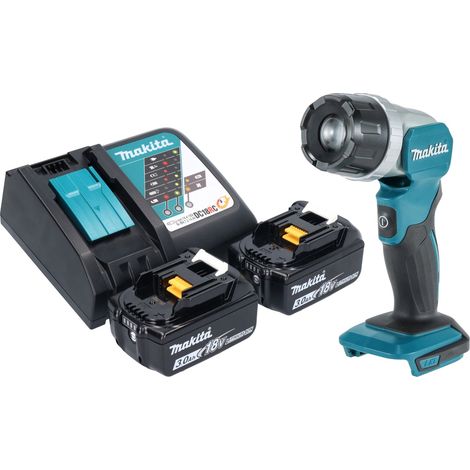 Makita DML 808 RF lampada portatile a batteria 14,4 / 18 V 190 lm LED + 2x batteria ricaricabile 3,0 Ah + caricatore