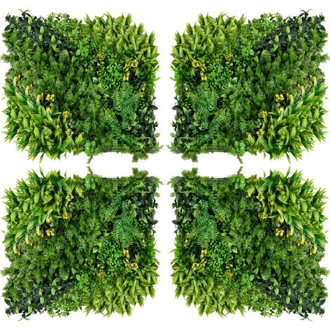 Künstliche Pflanzenwand 12 Stück 50x50 cm aus Polyethylen, grün, Sichtschutz – MEUBLIV (1/5)