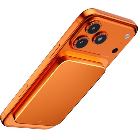 Batterie externe magnétique 5000 mAh, design ultra fin en titane de 14 mm, chargeur portable sans fil PD20W avec entrée et sortie USB-C, compatible avec iPhone séries 17/16/15/14/13/12 (Orange) (1/5)