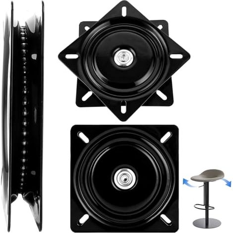 2 Stück Drehbeschlag Schwerlast 360 Drehbar Drehlager Schwerlast 200kg 7 inch / 175mm Drehlager Drehplatte 360 Grad Edelstahl Drehkonsole Schwarz Drehteller für Stuh, Barhocker, Bücherregale (1/5)