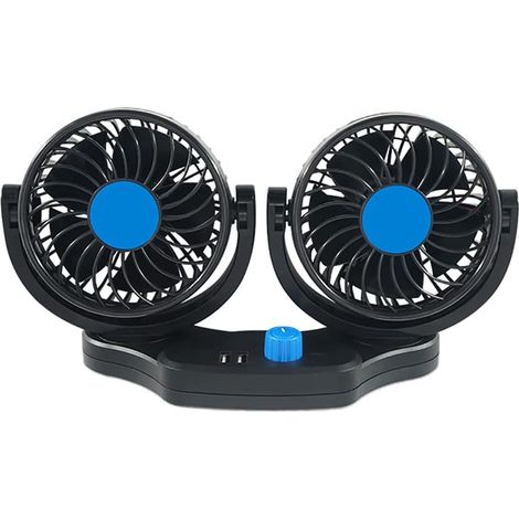 Riloer Double Head 12V Car Headrest Rear Seat Adjustable Speed Wind Fan Fan Air Fan Cooler Electric Appliances 360 Degree Rotation Adjustable (1/5)