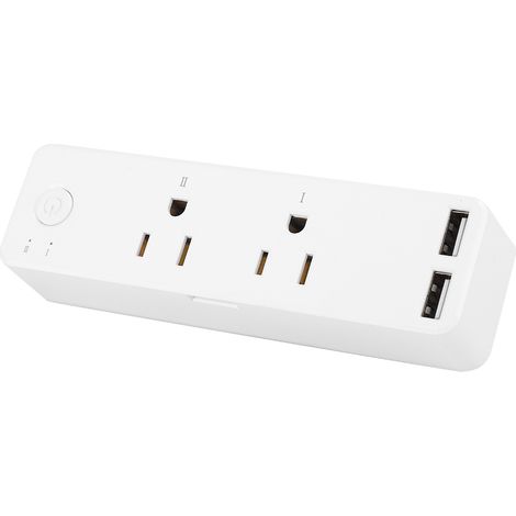 Prise américaine blanche avec minuterie, Wi-Fi, double port USB et commande vocale pour Tuya/Alexa (110-240 V) (1/5)