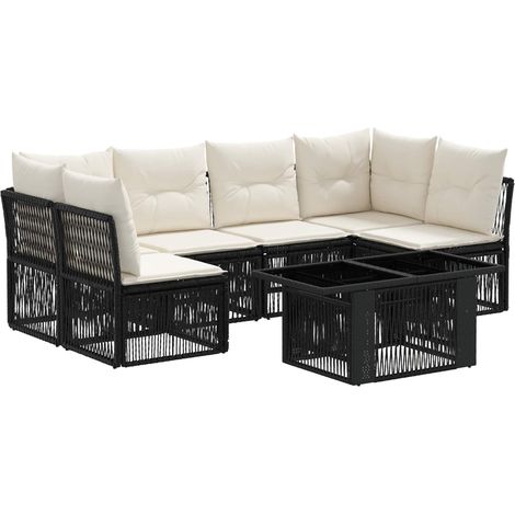 Conjunto de sofás de jardín 7 uds. Negro ratán sintético vidaXL (1/5)