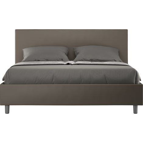 Lit double 160x200 cm simili cuir marron Adelyne- (1/5)
