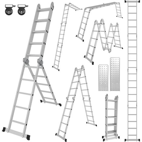 Randaco Scala pieghevole Scala multiuso Scala telescopica 4x5 582cm Scala d'appoggio Scala domestica Scala in alluminio (1/5)