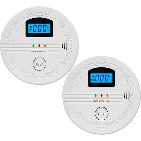 SJLERST Détecteur Fumée et CO 2-en-1 (Lot de 2) – Alarme Sonore 85dB + Voyant LED Clignotant, Autonome sans Fil, Portable pour la Maison, le Bureau et les Voyages (1/5)