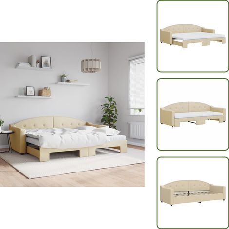 Sofá cama con cama nido - vidaXL Sofá cama nido con colchón tela crema 80x200 cm - Sofá cama doble