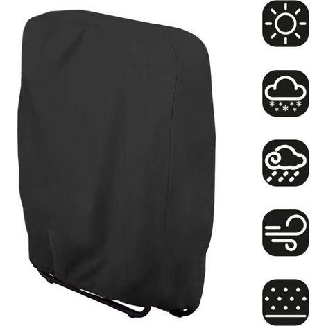 Housse de chaise pliante Housse de protection pour chaise longue Bain de soleil Mobilier de jardin étanche anti-UV Protection contre les dommages, 71 x 110 cm(noir).. (1/5)
