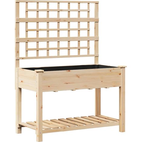 Cache-pot de jardin design moderne en bois de sapin massif 115 x 60 x 153 cm élégant pour plantes en beige