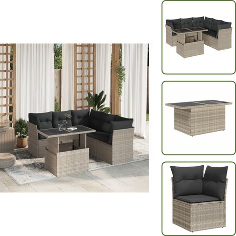 Salon de jardin 6 pcs avec coussins gris clair résine tressée - Ensemble De Canapés De Jardin - Ensembles De Canapés De Jardin - Ensemble De Canapés D'extérieur - Ensemble De Canapés De Patio (1/5)