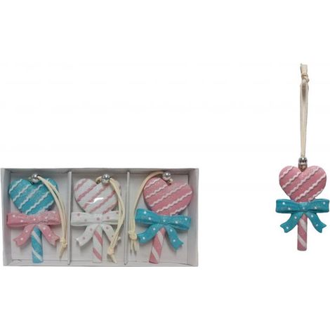 APPENDINI LECCA LECCA CUORE IN RESINA GLITTERATO SET 3 PZ