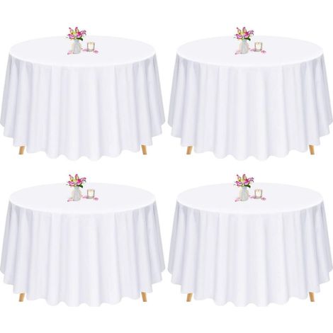 Runde Tischdecke 305 cm Weiß 4er Pack Polyester für Hochzeit & Party