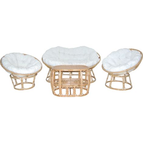 Set da Giardino Divano Poltrone e Tavolino in Canna Manao Morel Papasan