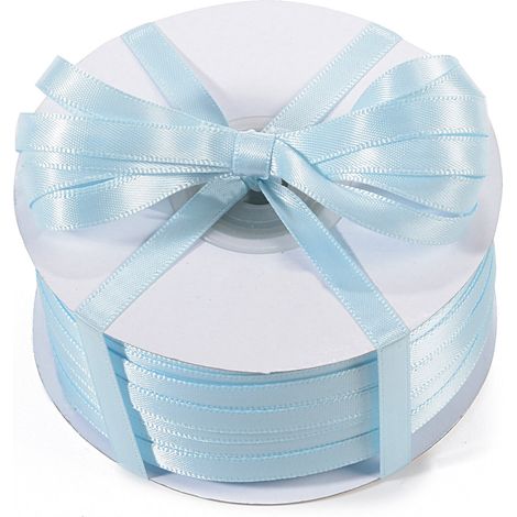 Nastro doppio raso color azzurro baby, mm 6 x 100 m