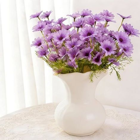 Marguerite Artificielle - Violet - Tige Flexible Métallique - Pour Décoration Intérieure Mariage Couronne DIY - 10 Pièces (1/5)
