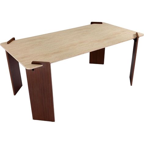 Table à Manger Effet Travertin "Misty" 180cm Beige & Marron (1/5)