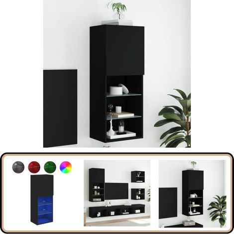 Meuble TV avec lumières LED noir 40,5x30x102 cm - Meuble Tv - Meuble Téléviseur - Éclairage Led - Meuble Design - Rangement Tv