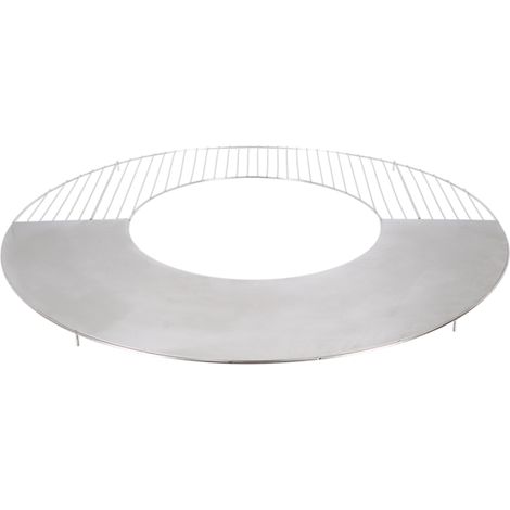 Grille de barbecue ronde en inox D 82,5 cm – Plaque de cuisson et grille – Pour braséros de 80 cm – Argenté – Fancy Flames