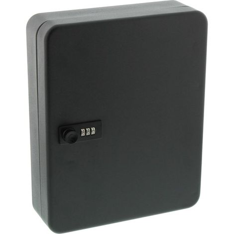 Key cabinet with digital code, 36 hooks, sheet steel, matte black (1/5)