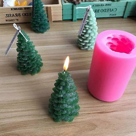 Moule en silicone 3D en forme de sapin de Noël pour bougies, savons, fondant, gâteaux et chocolats. (1/4)