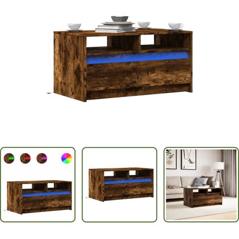 Bois d'ingénierie - Table basse avec lumières LED chêne fumé ois d'ingénierie (1/5)
