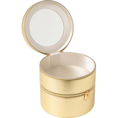 Boîte à cosmétiques ronde avec miroir dorée - doré (1/5)