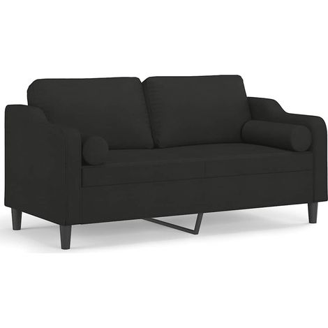 Maison Exclusive - Divano a 2 Posti con Cuscini Nero 140 cm in Tessuto