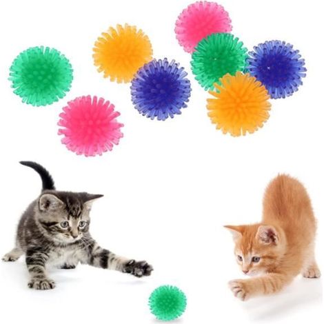 Lot de 10 Grandes balles à mâcher colorées pour Chat 3,5 cm Jouets interactifs pour Chat d'intérieur et Chatons (1/4)