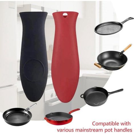 Lot De 2 Protège-manches En Silicone, Isolant Thermique Antidérapant Pour Poignées De Poêles, Accessoires De Cuisine Et Cuisson (1/4)