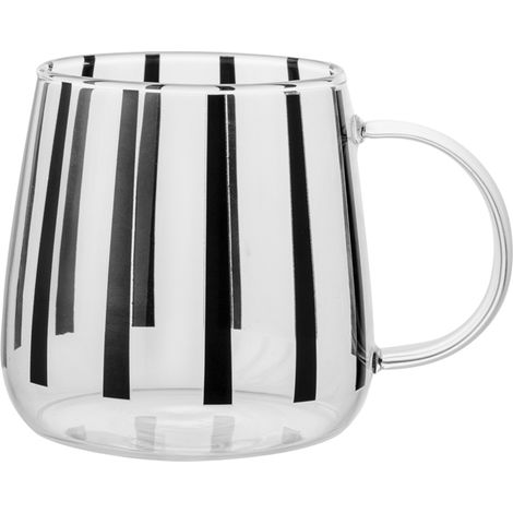 Taza de cristal Solline de 400 ml con rayas negras