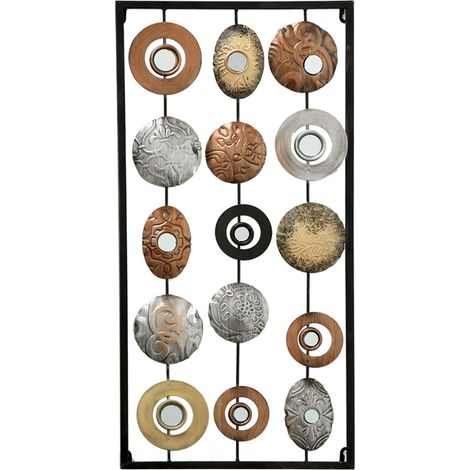 Wanddekoration Wandobjekt Wohnzimmer Deko Wandbehang Relief Eisen Wandbild, verschiedene Motive, Metall, silber schwarz gold, LxBxH 30x2x61 cm (1/3)
