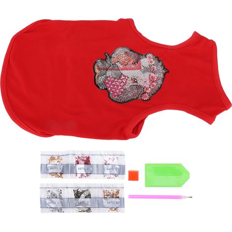Vêtements pour chien décorés de strass, à peindre soi-même : gilet confortable à peindre avec des strass pour animaux de compagnie, rouge, taille M (1/5)