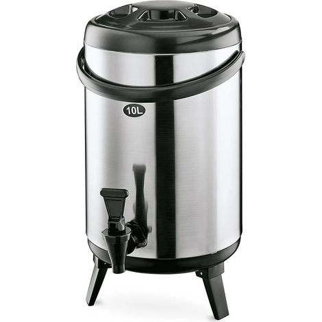 Thermocontenant isotherme 10L avec robinet verseur, conteneur de boissons thermiques en acier inoxydable, pieds pliables et poignée de transport pour fêtes et événements extérieurs (1/5)
