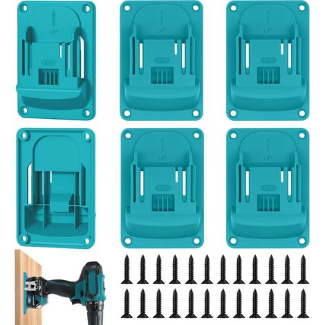 6 Pièces Support de Machine, Support Mural pour Outils de Perçage et Perceuse Électriques 18 V, Contient 24 Vis, 14.4/18 V (Turquoise) (1/5)