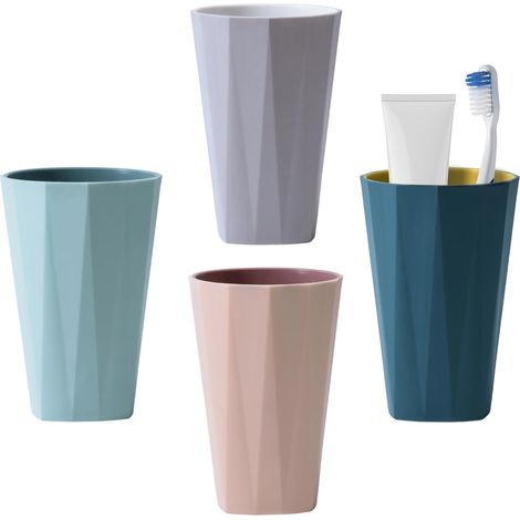 4PCS gobelet Salle de Bain, gobelet Plastique, Design de Style Nordique, Solide et résistant à la Chute, adapté aux Adultes, aux Adolescents et aux Enfants (1/5)
