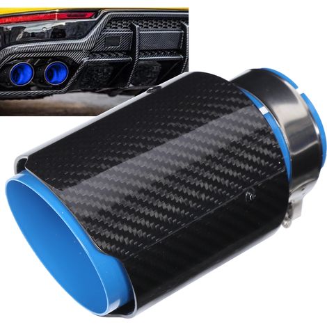 Tuyau d'échappement universel en acier inoxydable bleu brillant, à sortie unique et à bord droit, de 54 à 89 mm, pour modifications automobiles (1/5)