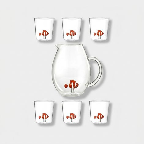 Set bicchieri e brocca in vetro Made in Italy Pet Friends Mix 11 (1/3)